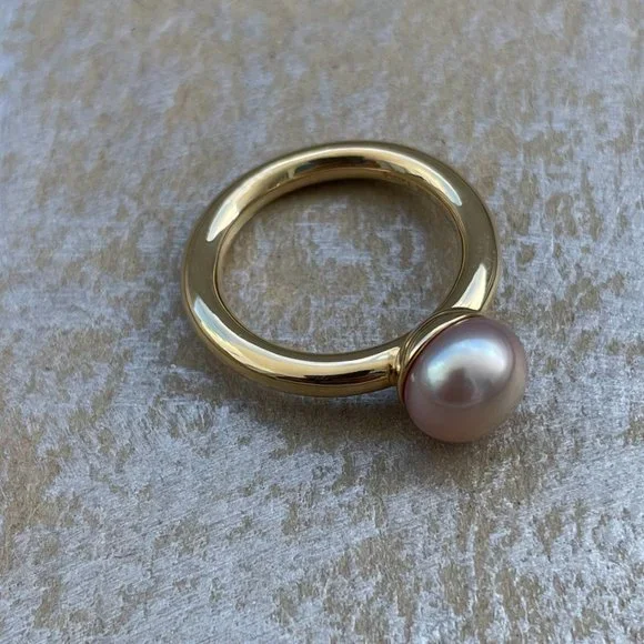 Tiffany & Co Iridesse Solid Gold 18K Pink Pearl Ring size 6 in mint condition - Picture 5 of 10